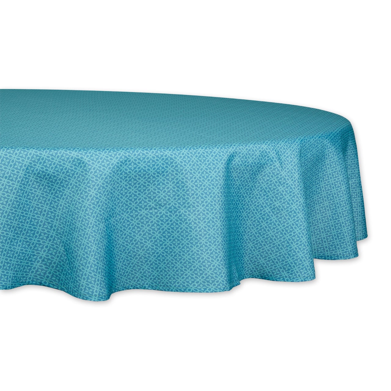 Storm Blue Tonal Lattice Print Outdoor Tablecloth, 60" Round